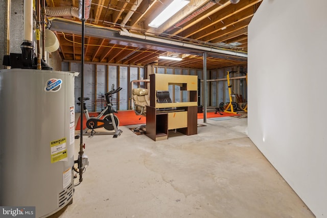 basement with water heater