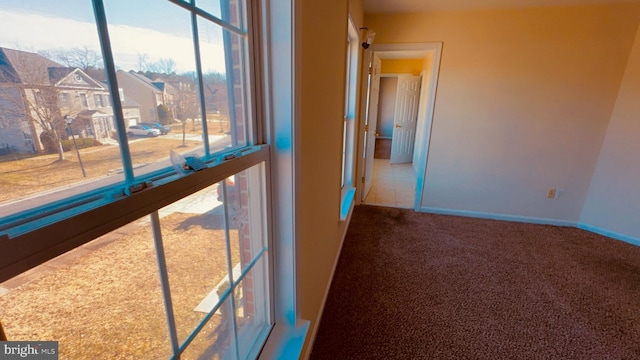 hall featuring carpet floors