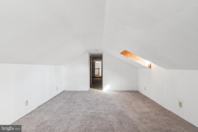 additional living space with lofted ceiling and carpet