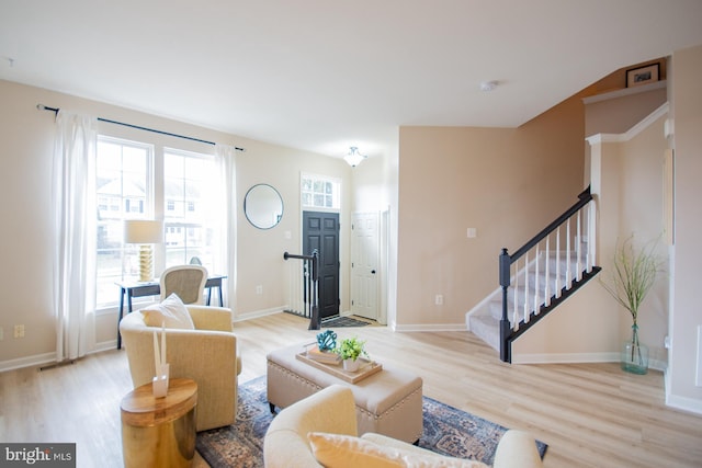 living room featuring light wood-type flooring