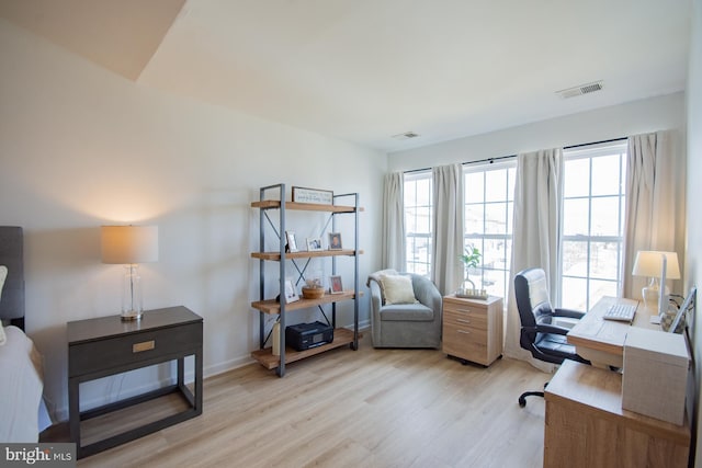 home office featuring light hardwood / wood-style flooring