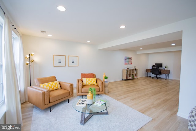 living room with light wood-type flooring