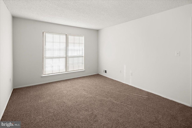 spare room featuring carpet floors and a textured ceiling