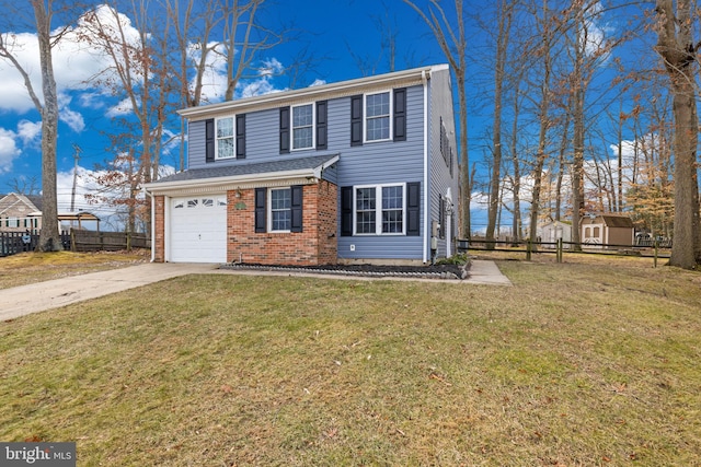 front of property featuring a garage and a front lawn