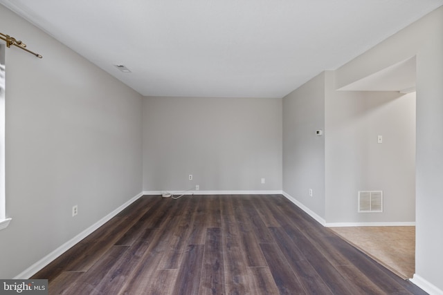 spare room featuring dark wood-type flooring