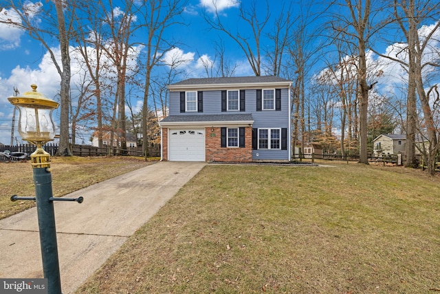 view of front of home with a garage and a front lawn