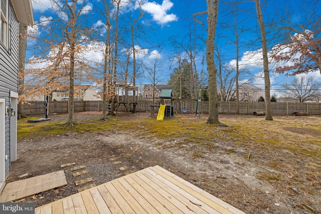 view of yard with a playground