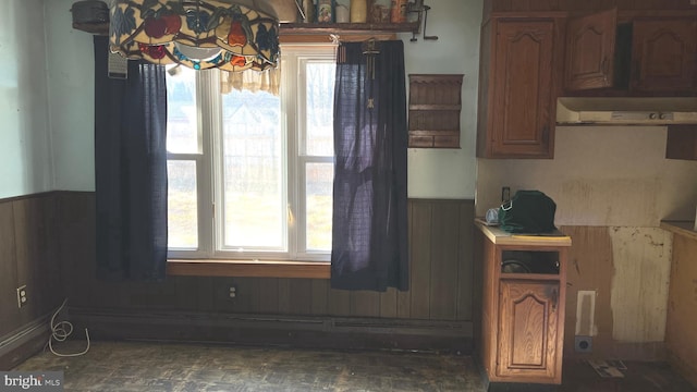 kitchen featuring wooden walls and a healthy amount of sunlight