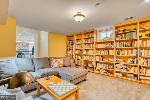 living room with carpet