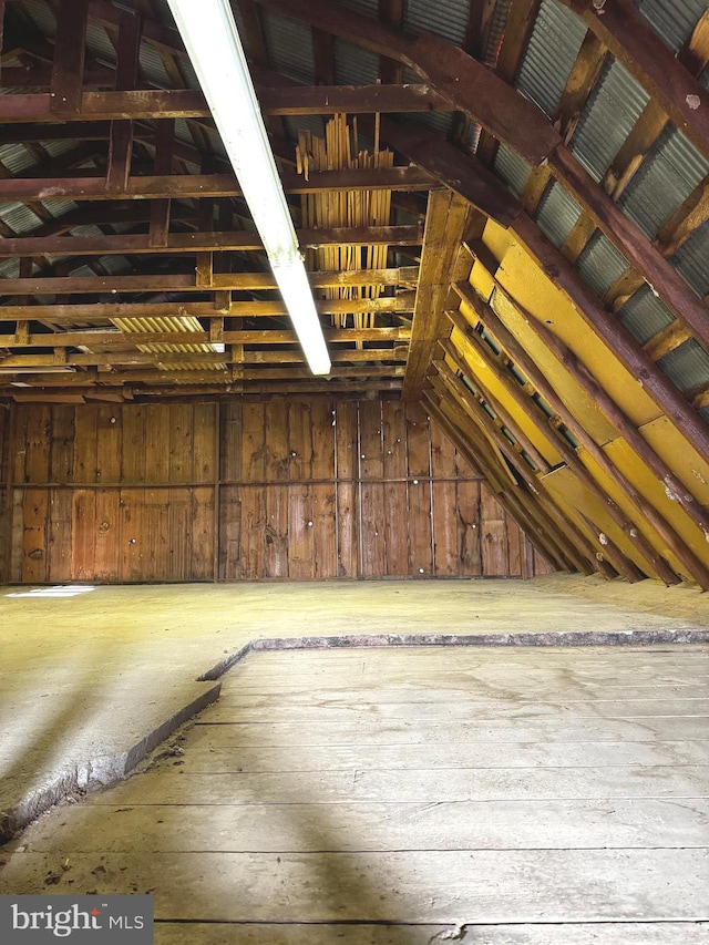 view of unfinished attic