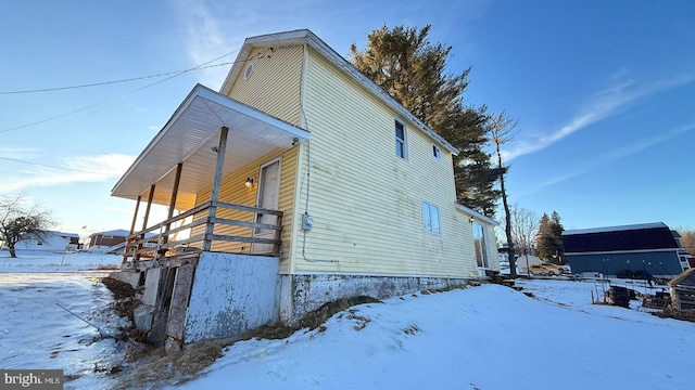 view of snow covered exterior