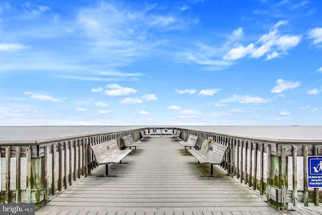 dock area featuring a water view