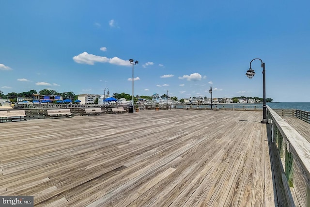 dock area featuring a water view