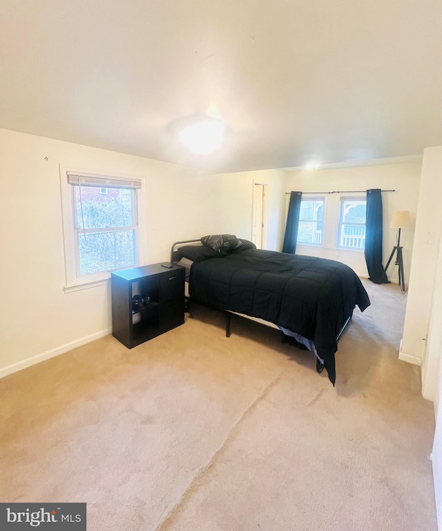 bedroom with baseboards and carpet floors
