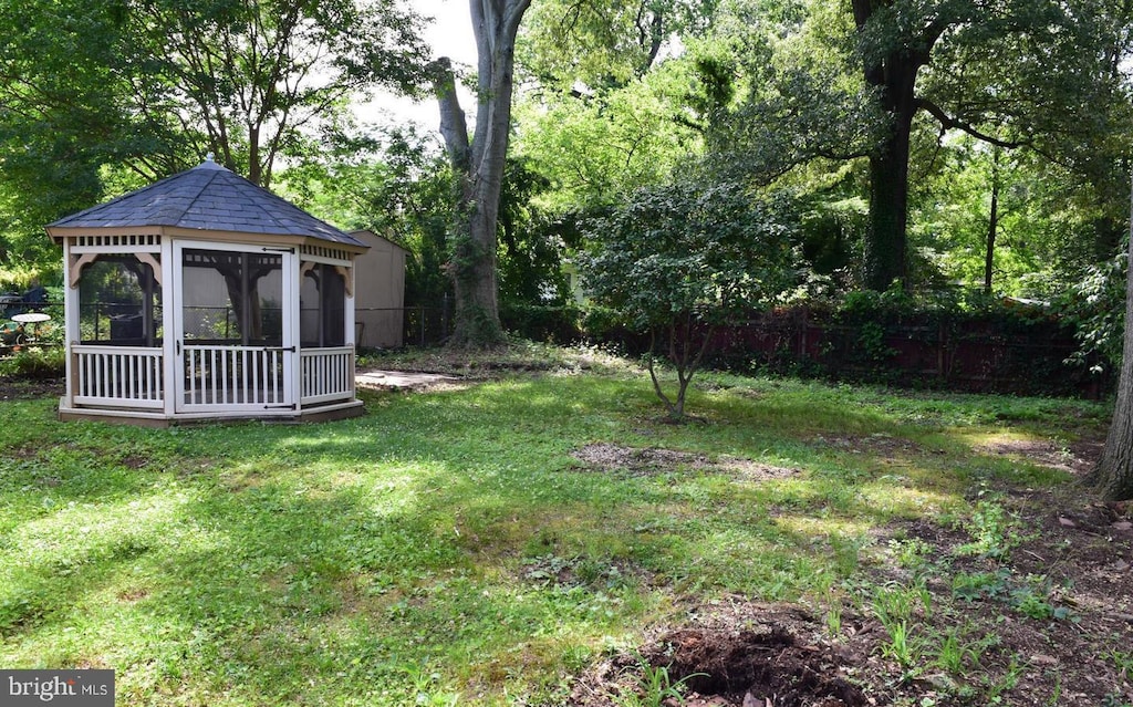 view of yard with a gazebo