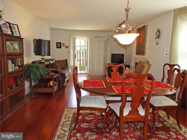 dining room with dark wood-type flooring