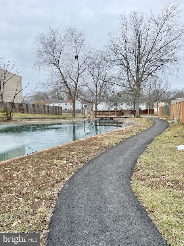 view of property's community with a water view