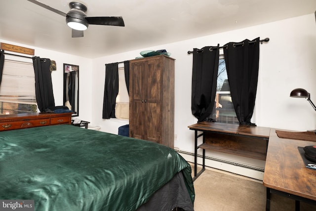 bedroom featuring a baseboard heating unit