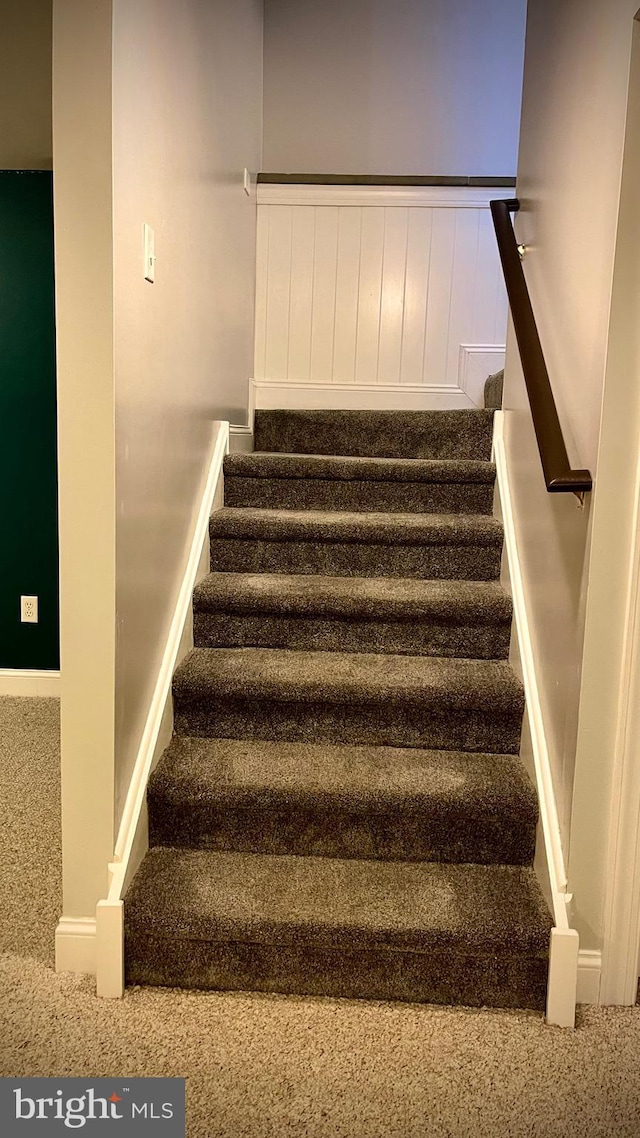 staircase with carpet