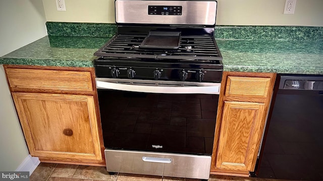 kitchen with gas stove and dishwasher