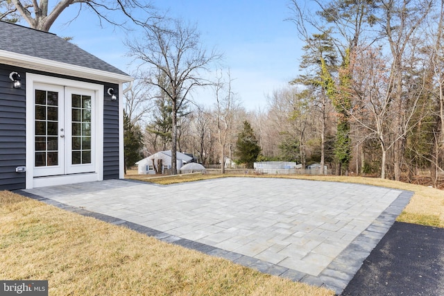 view of patio / terrace featuring french doors