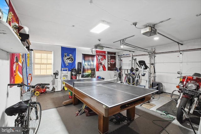 garage with a garage door opener