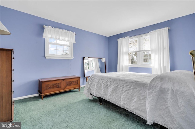 bedroom featuring multiple windows and carpet flooring