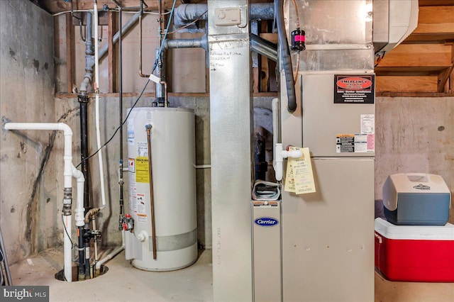 utility room with gas water heater