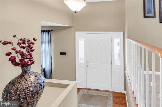 foyer with hardwood / wood-style floors