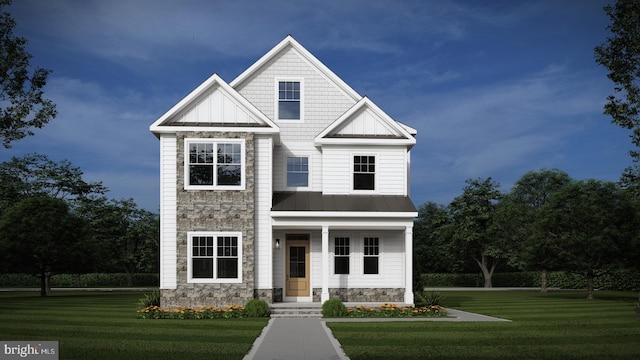 view of front of property featuring a front lawn