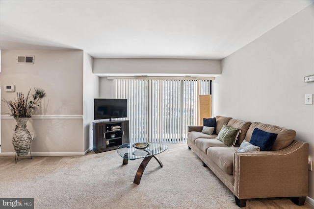 living room featuring carpet flooring