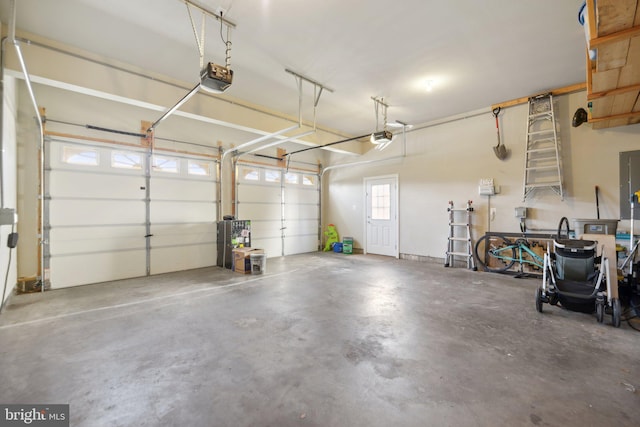 garage with a garage door opener