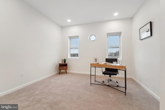 view of carpeted office