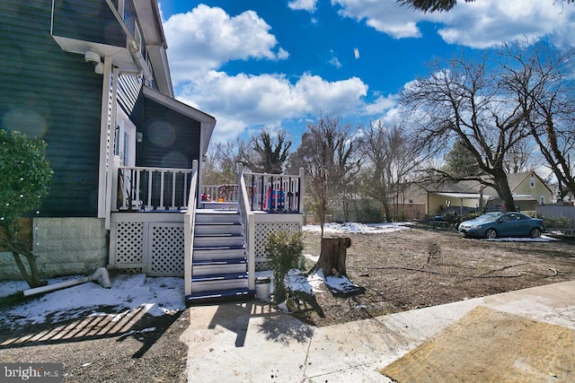 view of yard with a deck