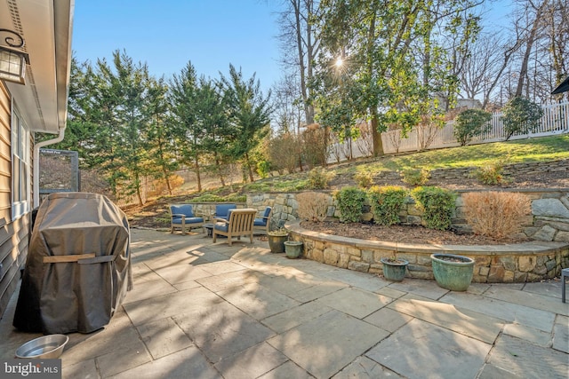 view of patio / terrace featuring an outdoor living space