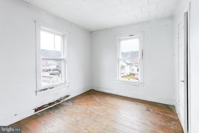 empty room with hardwood / wood-style floors and a healthy amount of sunlight