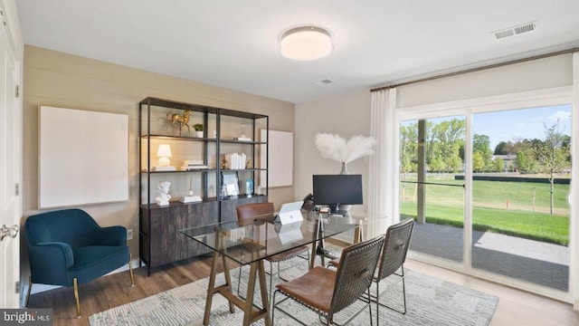 office space featuring hardwood / wood-style flooring