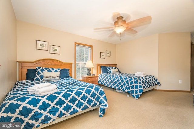 bedroom with carpet and ceiling fan