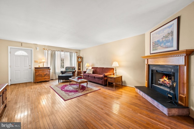 living room featuring light wood-type flooring