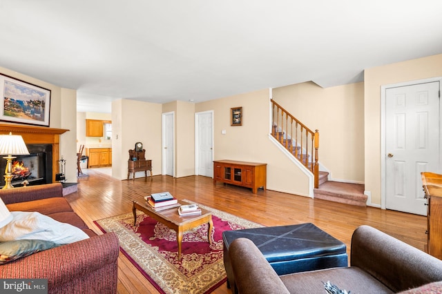 living room with hardwood / wood-style floors