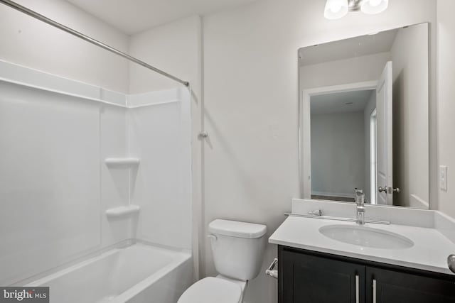 full bathroom featuring vanity, toilet, and shower / bath combination