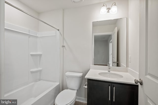 full bathroom featuring vanity, shower / bathing tub combination, and toilet