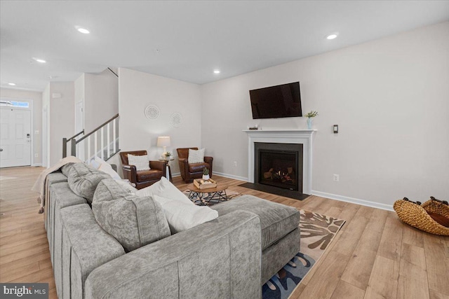 living room featuring light hardwood / wood-style floors