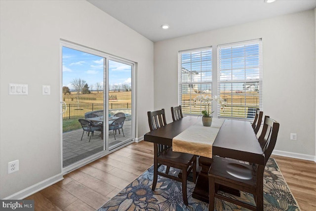 dining space featuring hardwood / wood-style flooring