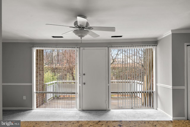 574 Wilson Bridge Dr Unit D-2, Oxon Hill, MD 20745 - entryway with carpet floors, ornamental molding, and ceiling fan