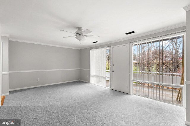 574 Wilson Bridge Dr Unit D-2, Oxon Hill, MD 20745 - unfurnished room featuring ornamental molding, carpet flooring, and ceiling fan
