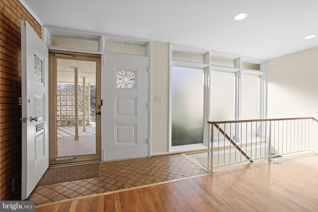 entrance foyer featuring recessed lighting and wood finished floors