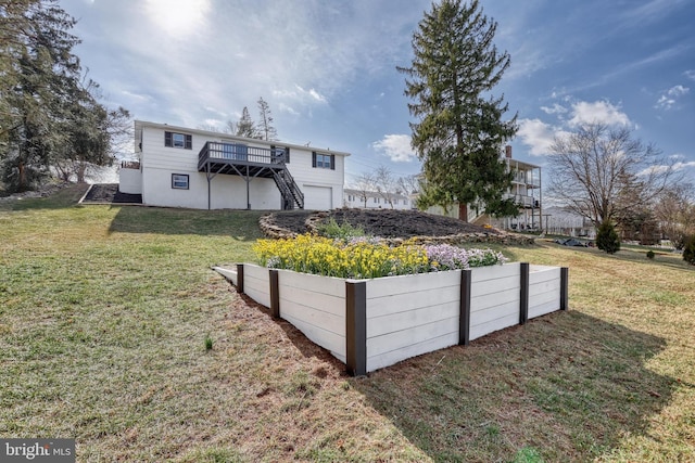 view of yard with a wooden deck