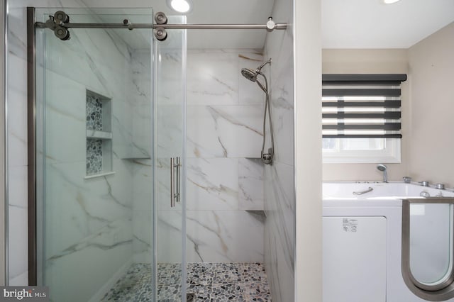 bathroom featuring an enclosed shower