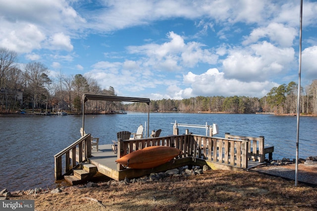 view of dock featuring a water view